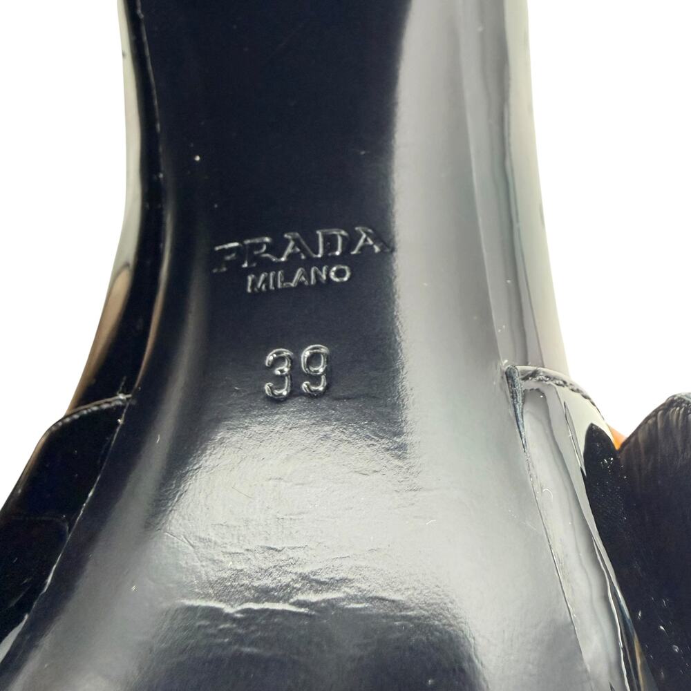New Prada Patent Leather Amber Buckle Heeled Loafers Black Size 39 - Picture 9 of 10